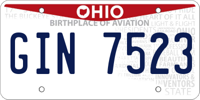 OH license plate GIN7523