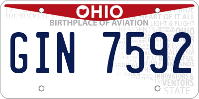 OH license plate GIN7592