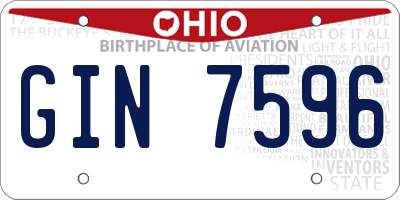 OH license plate GIN7596