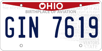 OH license plate GIN7619