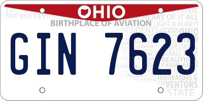 OH license plate GIN7623