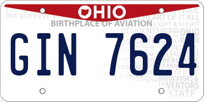 OH license plate GIN7624