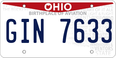 OH license plate GIN7633