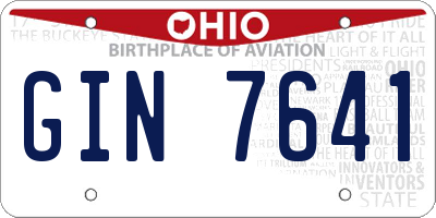 OH license plate GIN7641