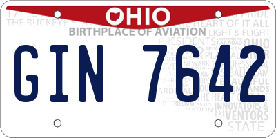 OH license plate GIN7642