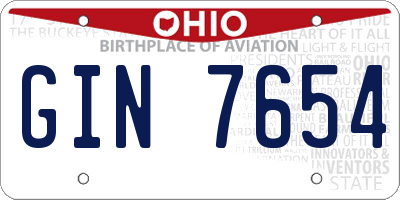 OH license plate GIN7654