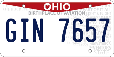 OH license plate GIN7657
