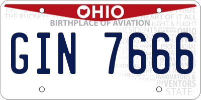 OH license plate GIN7666