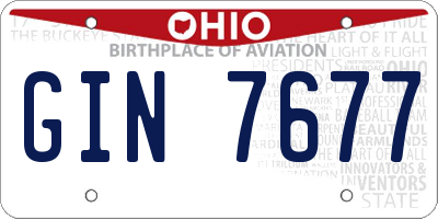 OH license plate GIN7677