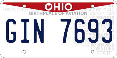 OH license plate GIN7693