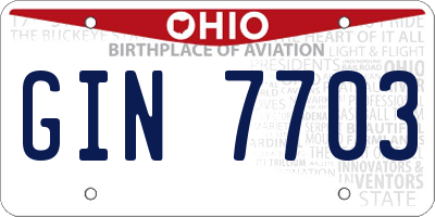 OH license plate GIN7703