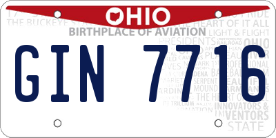 OH license plate GIN7716