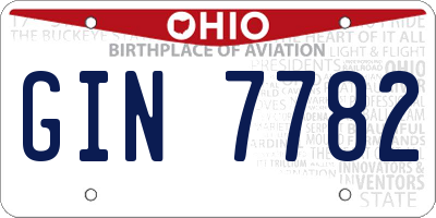 OH license plate GIN7782