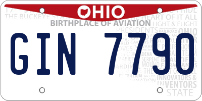 OH license plate GIN7790