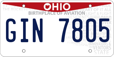 OH license plate GIN7805