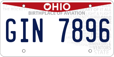 OH license plate GIN7896