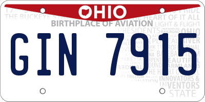 OH license plate GIN7915