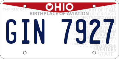 OH license plate GIN7927