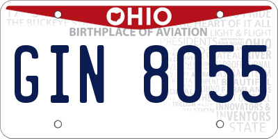 OH license plate GIN8055