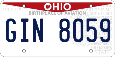 OH license plate GIN8059