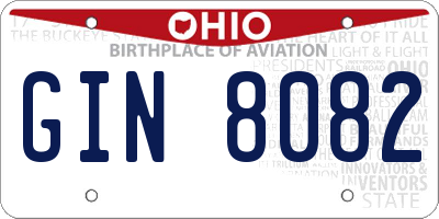 OH license plate GIN8082