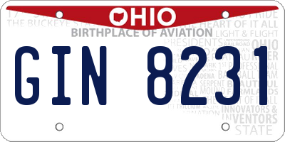 OH license plate GIN8231