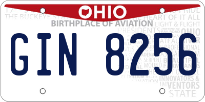 OH license plate GIN8256