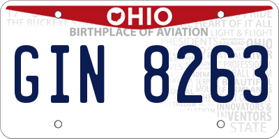 OH license plate GIN8263