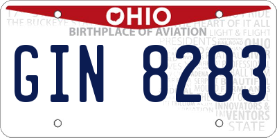 OH license plate GIN8283