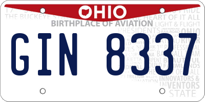 OH license plate GIN8337