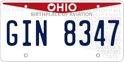 OH license plate GIN8347