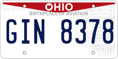 OH license plate GIN8378