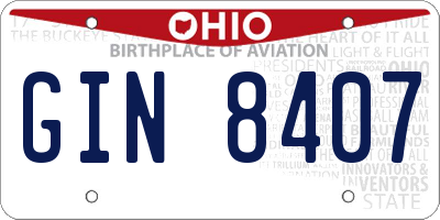 OH license plate GIN8407