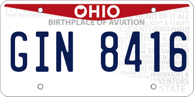 OH license plate GIN8416