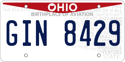 OH license plate GIN8429