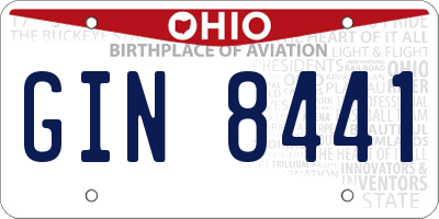 OH license plate GIN8441