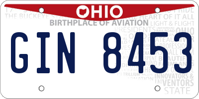 OH license plate GIN8453