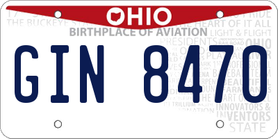 OH license plate GIN8470