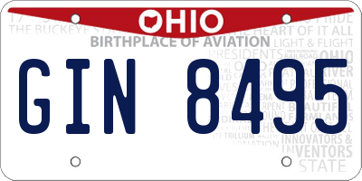 OH license plate GIN8495