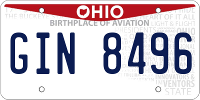 OH license plate GIN8496