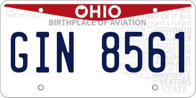 OH license plate GIN8561