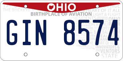 OH license plate GIN8574