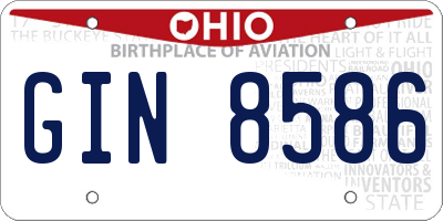 OH license plate GIN8586