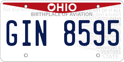 OH license plate GIN8595