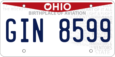 OH license plate GIN8599