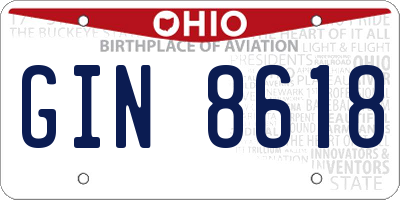 OH license plate GIN8618