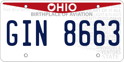 OH license plate GIN8663