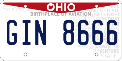 OH license plate GIN8666