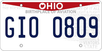 OH license plate GIO0809