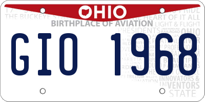 OH license plate GIO1968